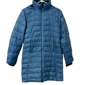 Eastern Mountain Sports Women Small 33"Long Puffer Jacket with Hood Fleece Lined